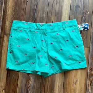 British Khaki Aqua Shorts with Pink Accents